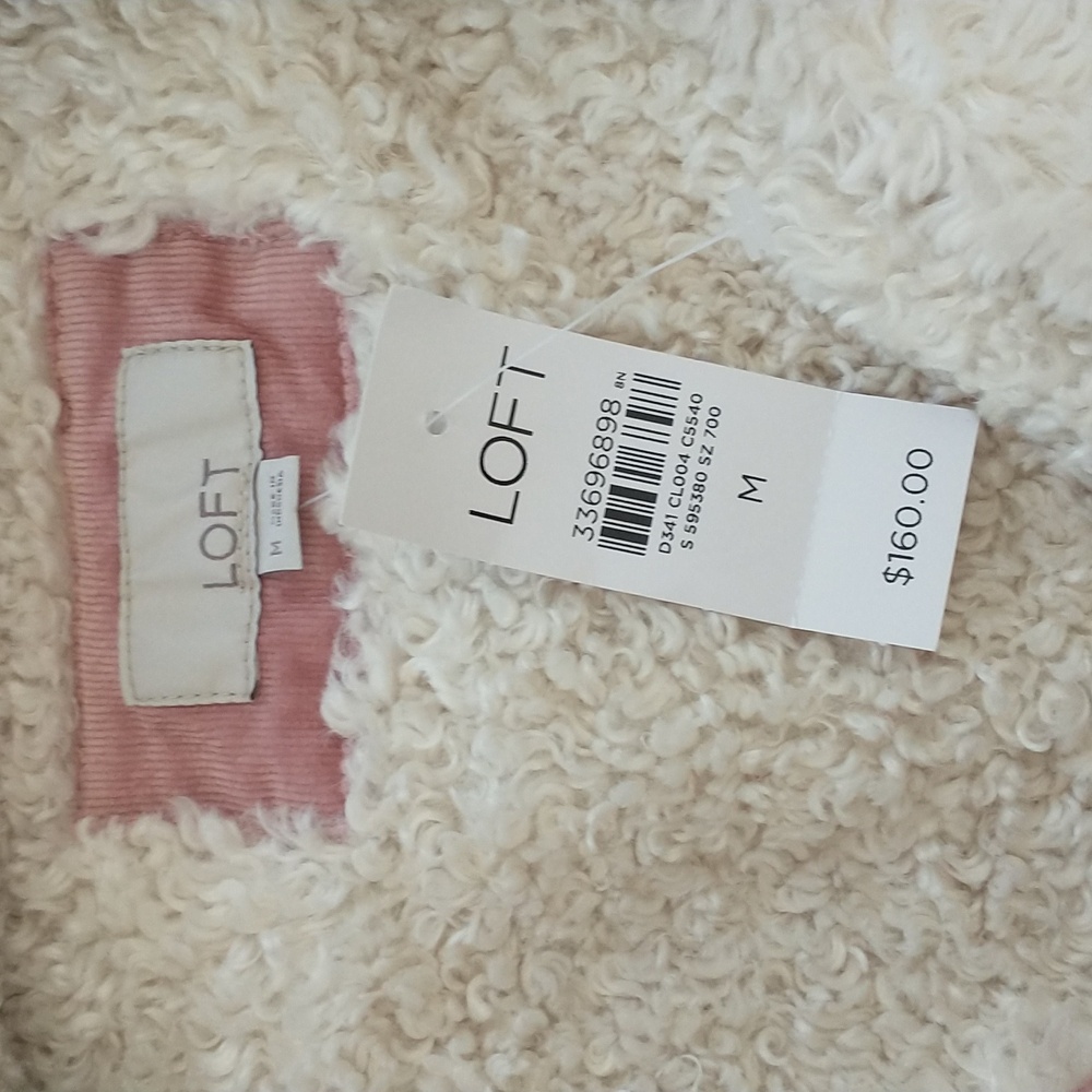 NWT Ann Taylor LOFT Sherpa Lined Corduroy Trucker Jacket Medium - Picture 3 of 10